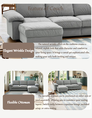 English Elm Fx-P20M-3S0-Gy Modern L-Shaped Sectional Sofa With Chaise & Ottoman – Cozy, Space-Saving Design! W576S00232