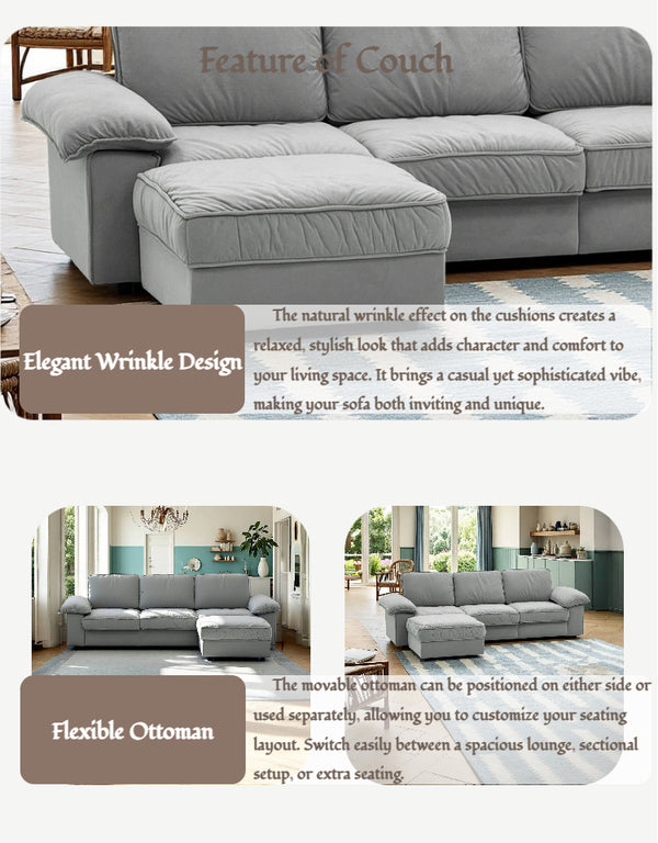 English Elm Fx-P20M-3S0-Gy Modern L-Shaped Sectional Sofa With Chaise & Ottoman – Cozy, Space-Saving Design! W576S00232