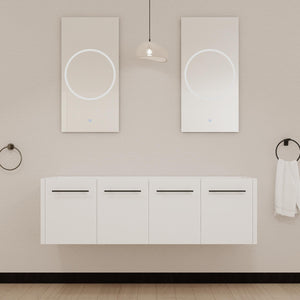 English Elm 60 Inch Wall-mounted Bathroom Vanity Cabinet with Soft-Close Doors, Eco Plywood, Scratch & Water-Resistant Finish Glossy White W999P208036