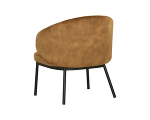 Sunpan Echo Lounge Chair - Contemporary Barrel Back Design in Nono Tapenade Gold with Black Iron Base