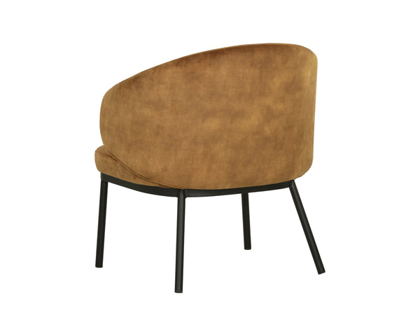 Sunpan Echo Lounge Chair - Contemporary Barrel Back Design in Nono Tapenade Gold with Black Iron Base