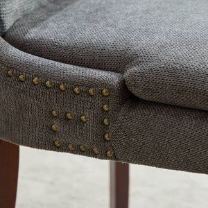 English Elm Modern Dining Chairs Set of 2 with Double-Layer Cushioned Spring+Sponge Comfort, Curved Solid Wood Legs, Mid Back Elegance for Living & Dining Room Gray W1143P207920