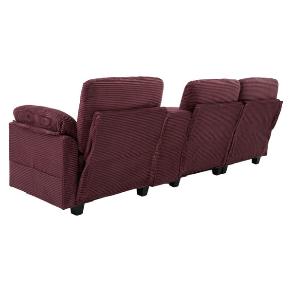 English Elm United L-Shaped Multifunctional Corduroy Sofa: 4-Seater With Usb Ports, Cup Holders & Storage Solutions W1568S00220-GIGA