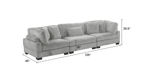 English Elm Bentley Modular Sectional Sofa and Loveseat Set with Ottoman — Corduroy Upholstery, Wood Frame Comfort Gray B009S01572