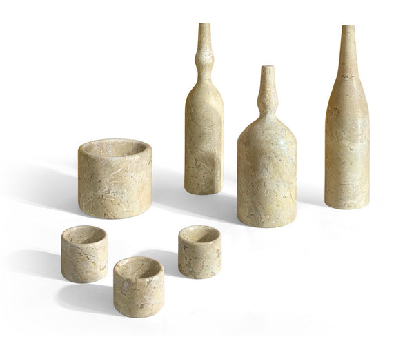 English Elm 7 Piece Genuine Marble Vanity Decor Set with Honed Gold Beige Finish Natural Veining W1696P262946