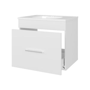 English Elm Story Floating Bathroom Vanity Set with Sink One Drawer - Space-Saving Wall-Mounted Modern Design, Scratch-Resistant Finish White 28 L x 23 W x 12 H B128P314808