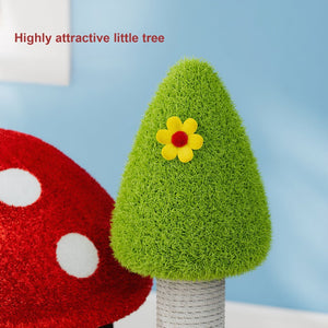 English Elm 30.7" Mushroom Cat Tree Tower Sisal Scratching Posts Multi-level Perch for Apartments W3101P445945