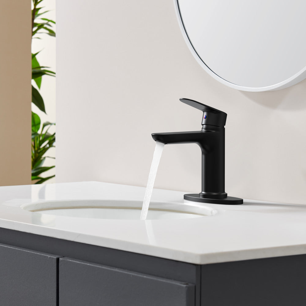 English Elm Matte Black Single Handle Bathroom Faucet For 1 Or 3 Hole Sinks - Sleek, Durable, Easy Install! T3177P289663