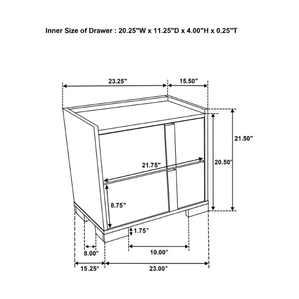 English Elm 2-drawer Italian Modern Nightstand Two-tone Wood Melamine Finish Bedroom Storage B016P453624