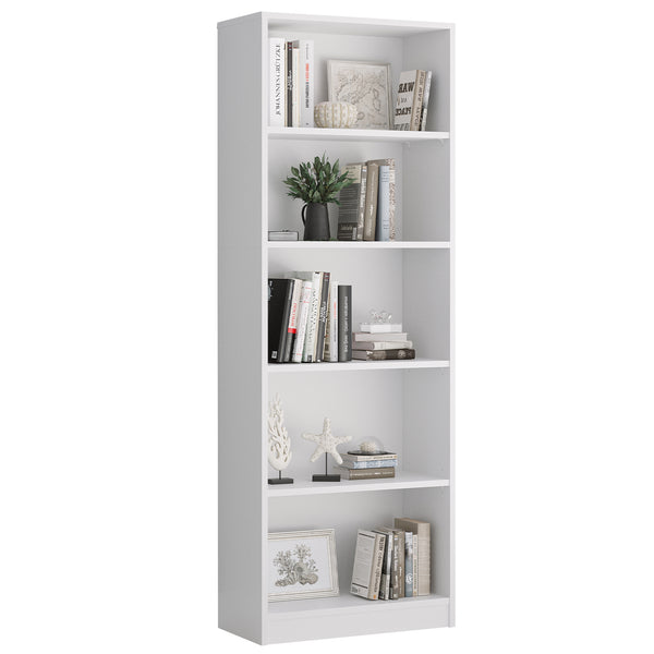 English Elm Bookcase Durable 3-Shelf Wood Freestanding Bookcase with Adjustable Shelves for Home Office Storage White T3623P381109