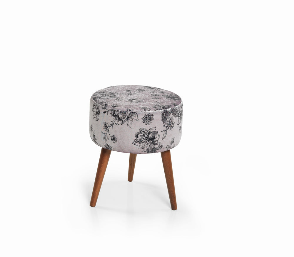 English Elm Flora Ottoman 107 Ivory Grey Pattern - Versatile Compact Accent For Seating, Footrest & Decor B029P210381