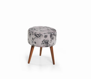 English Elm Flora Ottoman 107 Ivory Grey Pattern - Versatile Compact Accent For Seating, Footrest & Decor B029P210381