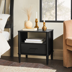 Spindle Mid-century Modern Nightstand with Drawer and Open Cubby for Stylish Storage Solutions