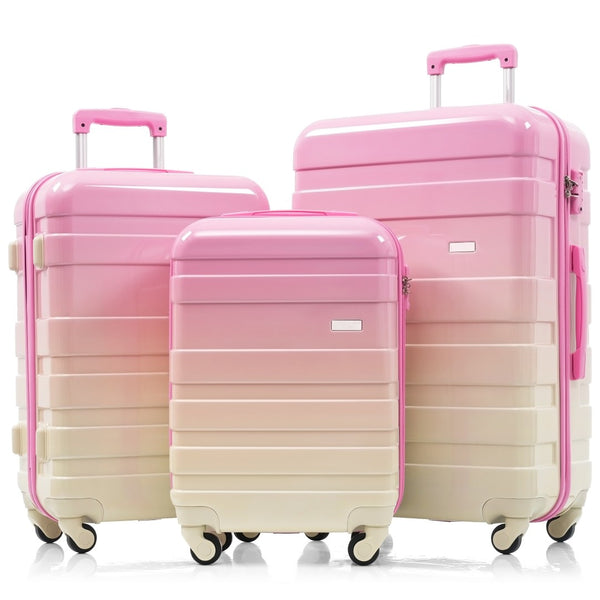 English Elm Luggage Sets 3 Piece Abs Hardshell Spinner Suitcase Collection with Tsa Lock Pink N726P281629S