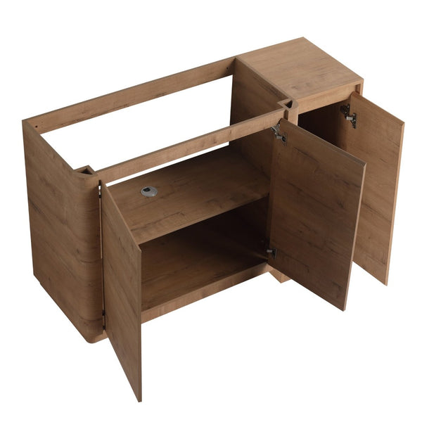 English Elm 52'' Freestanding Bathroom Vanity Oak Finish Ceramic Sink Soft Close Storage Cabinet W999S00513
