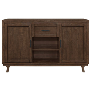 English Elm McCall Brown Oak 2-Door Server with Drawer, Rustic Farmhouse Sideboard 59" Wide, Felt-Lined Top B062P358301