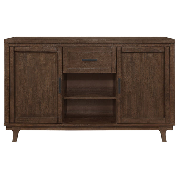 English Elm McCall Brown Oak 2-Door Server with Drawer, Rustic Farmhouse Sideboard 59" Wide, Felt-Lined Top B062P358301