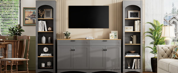 English Elm On-Trend 3-Piece Rustic Farmhouse Entertainment Center For Tvs Up To 70", Versatile Storage Solution N721S000045E-GIGA