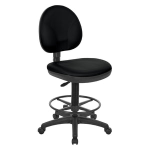 OSP Home Furnishings Sculptured Ergonomic Drafting Chair with Lumbar Support Padded Seat and Adjustable Footring Black DC550-R107