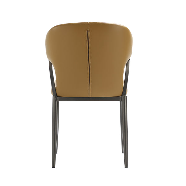 English Elm Kirsten Wood Vegan Leather Dining Chair with Plush Foam Seat, Grey Metal Frame, Industrial Chic Finish Camel B365P397840