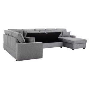 English Elm Samira Chenille Sectional with Chaise Underseat Storage and Pocket Coil Cushions B2749S00263