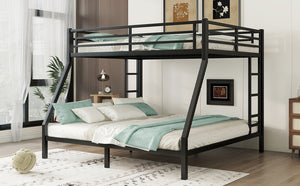 English Elm Metal Queen Over King Bunk Bed – Heavy-Duty, Space-Saving Design For Teens & Adults, Black Finish W1580S00072