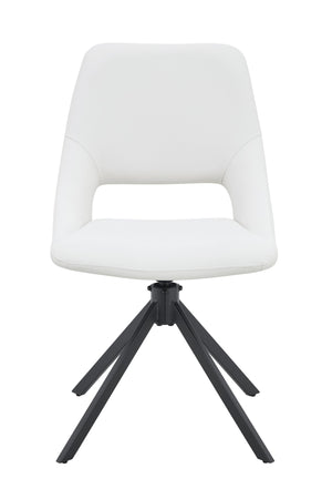 English Elm Dining Chairs Set Of 2 - Elegant Swivel Design With Scratch-Resistant Leather & Metal Frame, White W3493P347179