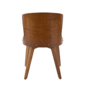 English Elm Bocello Mid-century Accent Chair Bamboo Slatted Back Faux Leather Seat Walnut Legs B202P223832