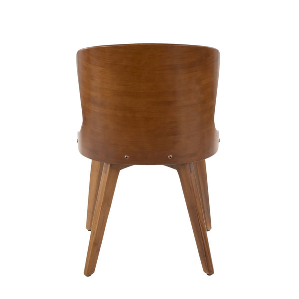 English Elm Bocello Mid-century Accent Chair Bamboo Slatted Back Faux Leather Seat Walnut Legs B202P223832