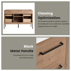English Elm 48" Freestanding Bathroom Vanity with Soft Close Door 4 Drawers Plywood Build W999P405132