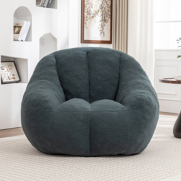 English Elm Bean Bag Chair Oversized Faux Fur Memory Foam Lounge Seat for Dorm or Living Room Green W2200P302140