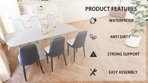 English Elm 62.99-78.74" Expandable Dining Table Set For 2-8 With 6 Padded Chairs – Stylish & Versatile Design! W2189S00717