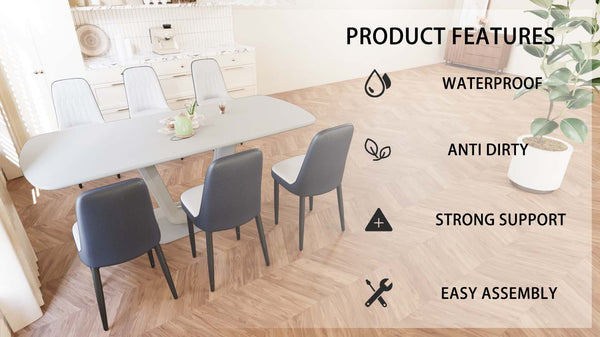 English Elm 62.99-78.74" Expandable Dining Table Set For 2-8 With 6 Padded Chairs - Modern Space-Saving Design! W2189S00741