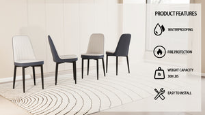 English Elm A set of 4 dining chairs featuring ergonomic PU upholstery, sturdy black metal legs and modern flair White W2189S00746