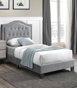 English Elm European Twin Bed Velvet Button Tufted Headboard Platform Frame for Bedroom B011P415154