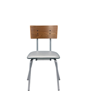 English Elm Jurgen Industrial Faux PU Side Chair Set of 2 - Silver/Grey Padded 40mm Cushion, Bentwood Backrest B2726P243295