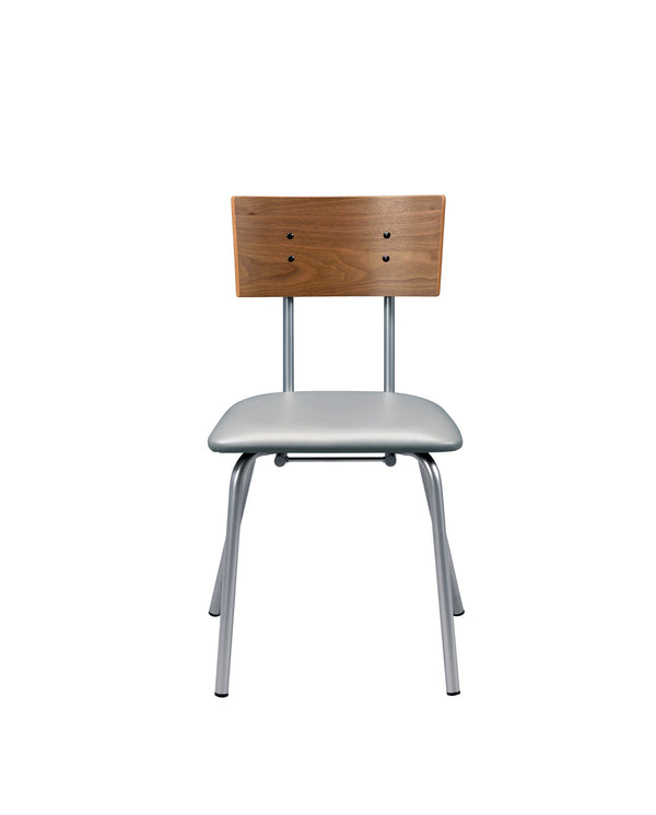 English Elm Jurgen Industrial Faux PU Side Chair Set of 2 - Silver/Grey Padded 40mm Cushion, Bentwood Backrest B2726P243295