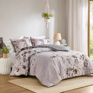 Madison Park Neko Shabby Chic 3 Piece Floral Printed Comforter Set MP10-8317 Lilac