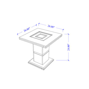 English Elm ARIYA White End Table with High Gloss Finish, Solid Wood & Glass Inlay, Contemporary Glitter Accent B201S00390