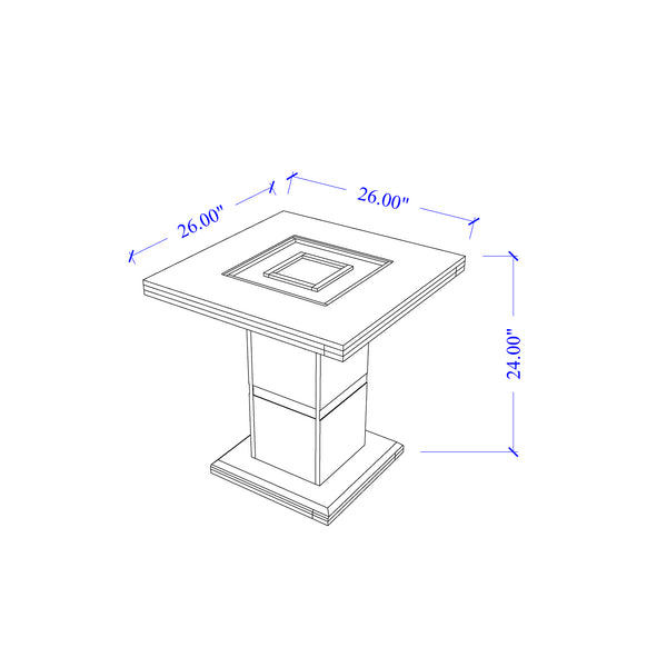 English Elm ARIYA White End Table with High Gloss Finish, Solid Wood & Glass Inlay, Contemporary Glitter Accent B201S00390
