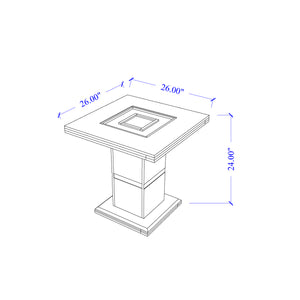 English Elm ARIYA High Gloss Dark Gray Coffee Table with Solid Wood Frame, Glitter Accents & Glass Inlay Finish DARK GREY 30 L x 30.2 W x 6.5 H B201S00389