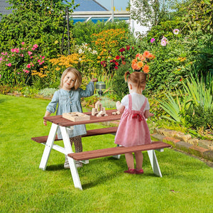 English Elm Outsunny Kids Picnic Table Set – Sturdy Wooden Outdoor Furniture For Ages 3-8, Perfect For Gardens! W2225P229090-GIGA