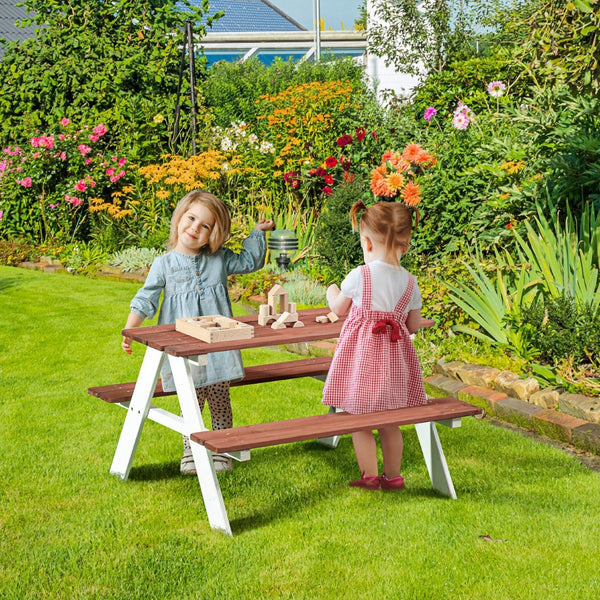 English Elm Outsunny Kids Picnic Table Set – Sturdy Wooden Outdoor Furniture For Ages 3-8, Perfect For Gardens! W2225P229090-GIGA
