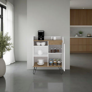 English Elm Calvin Two-tone Coffee Bar Cabinet with Open Shelves for Kitchen or Dining Nook B097P481225