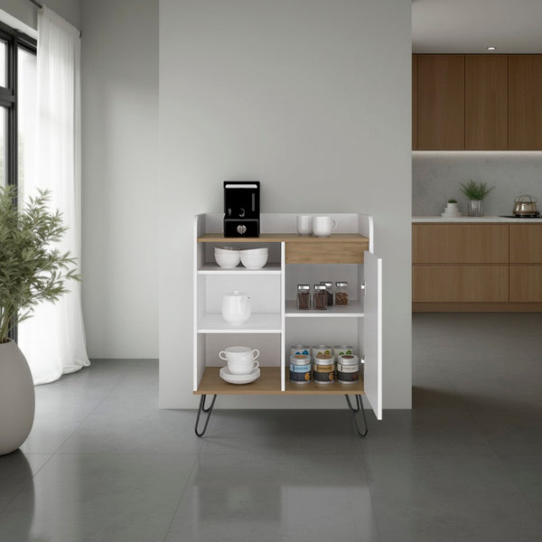 English Elm Calvin Two-tone Coffee Bar Cabinet with Open Shelves for Kitchen or Dining Nook B097P481225