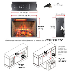 English Elm 23 Inch Infrared Quartz Fireplace Insert with Brick Surround and Resin Log Bed W1769121294
