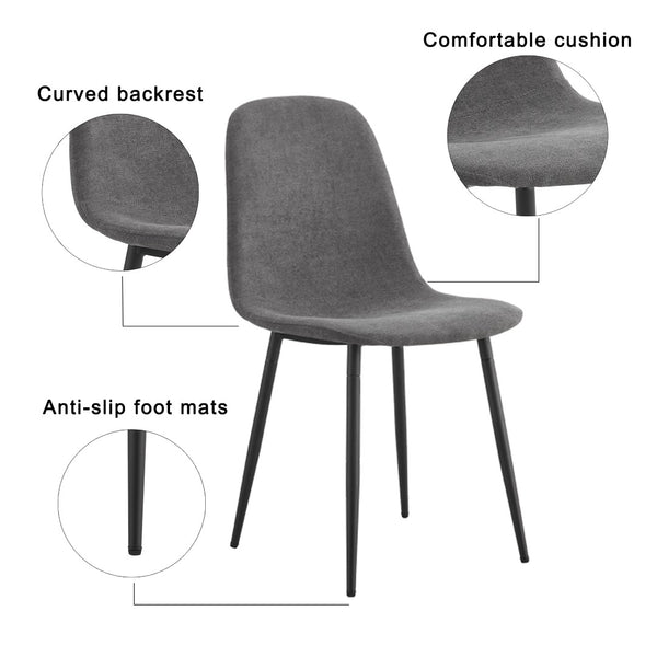 English Elm Table Set With 4 Upholstered Dark Grey Chairs – Modern Medieval Rustic Style For Dining Comfort W1151S04210-GIGA