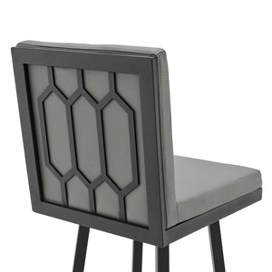 English Elm Alure 30" Swivel Barstool - Modern Black Metal Frame With Gray Faux Leather For Chic Spaces B2736P268549