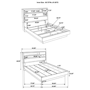 English Elm Lincoln Queen Bedroom Set with Led Headboard Italian Modern Natural Wood Finish B062S01819