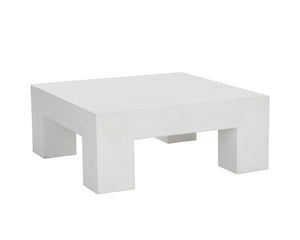 Sunpan Renley Coffee Table - Sturdy Concrete Design with Unique Texture for Modern Indoor & Outdoor Spaces White